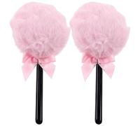Ciieeo Soft Makeup Powder Puff Lollipop Shape 2Pcs Plush Velour for Face Foundation and Loose Powder Application with Comfortable Handle Suitable for Beginners and Pros