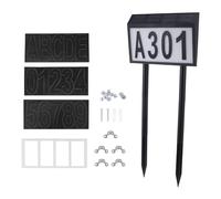 Ciieeo Solar House Number with 10 LED Lights Solar Powered Door Plate for Outdoor Garden Use Waterproof Ground Installation Includes English Letters and Numbers