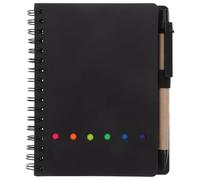 Ciieeo Spiral Notebook with Removable Notes, 30-page Compact Paper Notebook for Travel and Office, Black Coil Bound Notepad with Page Marker Tabs for Students