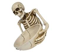 Ciieeo Spooky Skull Shaped Resin Candy Bowl with Dual Skeleton Hands, for Versatile Storage and Decorative Use at Holiday Parties or Kitchen Table