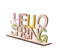 Ciieeo Spring Sign Hello Spring Decorations Wooden Craftwork Letters Design for Easter Home Decor