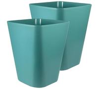 Ciieeo Square Trash Bin for Office and Bathroom, Blue Small Open-top Rubbish Container, 2pcs Set for Living Room and Kitchen Use