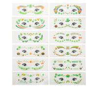 Ciieeo St Patricks Day Face and Body Stickers 12 Sheets Shamrock Temporary Tattoos Irish Festival Party Makeup Accessories for Holiday Celebrations