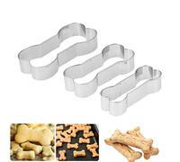 Ciieeo Stainless Steel 3 Pcs Dog Bone Cookie Cutters Set Baking Mould for Halloween Biscuits and Dog Treats