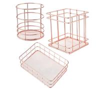 Ciieeo Stainless Steel Metal Storage Basket 3pcs/set Round and Square Mesh Container for Dorm Use