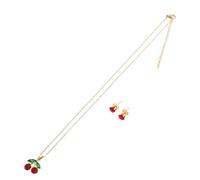 Ciieeo Stainless Steel Necklace and Earrings Set with Delicate Cherry Design and Lasting Shine, Aesthetic Fruit Themed Jewelry for Women Suitable for Daily Wear and Special Occasions