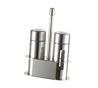 Ciieeo Stainless Steel Spice Jar Set with Clear Window and Moisture Blocking Covers Kitchen Seasoning Organizer with Compact Acrylic Holder for Salt Pepper and Spice Storage in Home BBQ