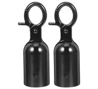 Ciieeo Stanchion Rope End Hooks, 32mm Gloss Black Velvet Cord Stopper Caps, Crowd Control Barrier Fitting, Red Carpet Guardrail Post Clasp, Concierge Column Queue Divider Fastener, 2Pcs