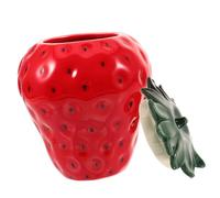 Ciieeo Strawberry Ceramic Tea Canister with Sealed Lid Multi Function Storage Jar for Candy Tea Bags Sugar and Grain Smooth Easy Clean Desktop Container Kitchen Counter Airtight Food Jar