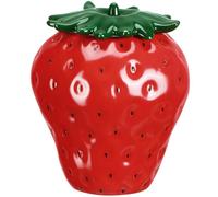 Ciieeo Strawberry Shaped Ceramic Tea Canister with Airtight Lid for Kitchen Storage Compact 4.5 Inch Portable Jar for Loose Tea Nuts Sweets and Home Decoration