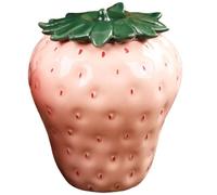 Ciieeo Strawberry Shaped Ceramic Tea Jar with Lid Sealed Food Storage Container Portable Kitchen Canister for Loose Tea Nuts Snacks 4.49 Inch