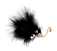 Ciieeo Swan Plume Brooch Pearl Studded Clothing Brooch Alloy Black Retro Clothing Decoration for Clothes and Bags Parents and Classmates