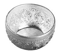 Ciieeo Thai Tin Bowl Small Carved Water Offering Bowl 8Cm Diameter 3Mm Thick Tin Multi-Functional Storing Aroma Beautiful Thai Style Pattern Design for Massage at Home and Beauty Salons