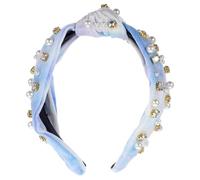 Ciieeo Tie-dye Pearl Hair Accessories Wide Knotted Headband for Women Decorative Headband for Wedding Birthday Soft Fabric Pearl Details
