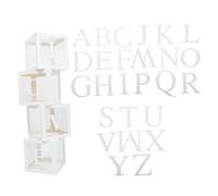 Ciieeo Transparent Balloon Boxes with Window Includes Decorative Storage Boxes Love Letters and Alphabet Cards for Wedding Proposal Party Decoration and Photography Scenes