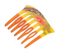 Ciieeo U Shaped Acrylic Hair Side Comb with Vintage Peony Floral Pattern, 7-tooth U Style Hair Pin for Efficient Styling, Versatile Fashion Accessory Suitable for Cultural Photography