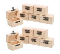 Ciieeo Unfinished Wood Treasure Box Mini Wood Chest 12pcs with Hinged Lid and Locking Clasp and Treasure Storage for Painting for Pirate Themed DIY Wooden Box Activities