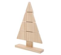 Ciieeo Unfinished Wooden Xmas Tree with Stand Triangular Design Rustic Farmhouse Tabletop Decoration for DIY Crafts Painting and Holiday