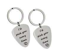 Ciieeo Valentine’S Day Guitar Keychain Set 2Pcs Stainless Steel Couple Key Rings Creative Practical Bag Pendants Gift for Music Lovers