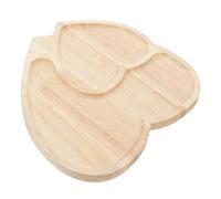 Ciieeo Valentine's Day Wooden Heart Shaped Tray with Double Heart Design Segmented Compartments for Dry Fruit Candy Chocolate Decorative Food Serving Platter Present Khaki Wooden Board