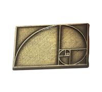 Ciieeo Versatile Rectangle Metal Brooch Pin Golden Ratio Spiral Design Medieval Artistic Style Vintage Commemorative Item for Teacher's Day and Special Occasions