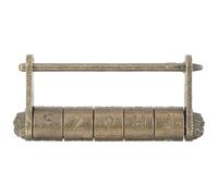 Ciieeo Vintage Antique Combination Padlock Retro Engraved Copper Lock with 5-Wheel Code for Jewelry Boxes, Suitcases and Home Security, Large Size Old-Style Safety Lock