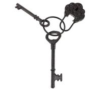 Ciieeo Vintage Cast Iron Key Decor Set with Ornate Edge Lock - Rustic Farmhouse Wall Hanging Souvenirs for Home and Garden Accent, Antique Style Keychain Pendant for Photo Props