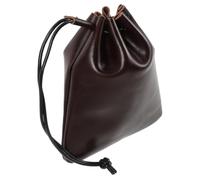 Ciieeo Vintage Coffee Leather Small Drawstring Pouch Bag Made of Top-Grain Cowhide with Secure Closure, Sturdy Design for Coins and Small Jewelry, for Travel Organization