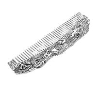 Ciieeo Vintage Engraved Dragon Phoenix Metal Hair Comb, Handmade Silver Copper Pocket Comb Wide Teeth for Scalp Massage and Women’s Grooming Accessories, Travel Styling Tool