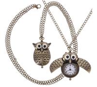 Ciieeo Vintage Owl Pocket Watch Pendant Unique Owl Shape Design 2pcs with Quartz Movement Retro Alloy Material Quality-Assured Decoration for Daily Use or Gift