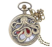 Ciieeo Vintage Style Metal Octopus Pocket Watch, Retro Decorative Hanging Pendant, Delicate Pocket Watch Ornament for Party and Everyday Use