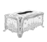 Ciieeo Vintage Style Tissue Box Cover 5 Pcs European Style Silver Acrylic Tissue Holder with Creative Pattern and Workmanship for Home Bathroom