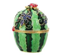 Ciieeo Vintage Watermelon Jewelry Box with Hinged Lid Hand Painted Enamel Metal Trinket Keepsake Organizer for Rings Earrings Collectibles Versatile Storage and Decorative Home Accent