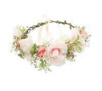 Ciieeo Wedding Tiara for Bride Floral Crown Headband Flower Girl Wreath Bridal Headdress Kids Floral Hair Wreath
