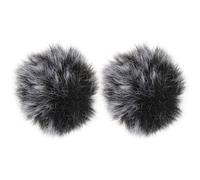 Ciieeo Windproof Clip-on Microphone Cover 5mm Noise Reduction Furry Mic Windscreen Protector for Live Streaming Recording, 2pcs Black and Grey Microphone Accessory for Singing