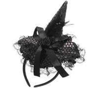 Ciieeo Witch Hat Headband Halloween Headwear for Women Halloween Black Polyester Reusable and Not Easy to Fade for Parties and Shows