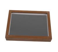 Ciieeo Wood Grain Badge Organizer Box Large Capacity Pin Display Case with Clear Window Velvet Liner Secure Closure Medal Holder Frame for Desk Wall Display