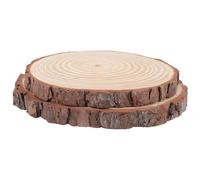 Ciieeo Wood Log Stepping Stones 20-23Cm Round Discs, 2Pcs Unfinished Wood Slices with Bark, Practical Outdoor Garden Paver for Lawn Walkway and Craft Projects