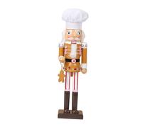 Ciieeo Wooden Chef Nutcracker Ornament Christmas Gingerbread Man Figurine Desktop Decoration Festive Tabletop Accent