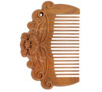 Ciieeo Wooden Hair Styling Comb 3.15 Inch Mini Portable Massage Comb with Peony Embossment for Women Comfortable Scalp Use