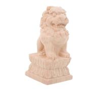 Ciieeo Wooden Lion Sculpture Feng Shui Lion Figurine 5x5x10.5cm Unfinished Guardian Post Top Finial Garden Bridge Decoration Outdoor Home Décor