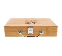 Ciieeo Wooden Mahjong Storage Box with Handle, Vintage Mini Mahjong Tiles Organizer Case, Portable Chinese Game Storage Suitcase for Travel and Home Use