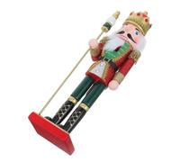 Ciieeo Wooden Nutcracker King Figurine with Scepter Handcarved Soldier Statue for Christmas Table Decoration Festive Wooden Soldiers Artistic Craftsmanship Heartwarming