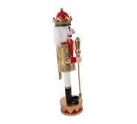 Ciieeo Wooden Nutcracker Puppet Red Gold Sequin Holiday Soldier Ornament Sturdy Decorative Figurine for Christmas Table Mantel Shelf Party Display