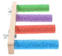 Ciieeo Wooden Parrot Climbing Ladder Stand Four-Section Single-Side Sanded Straight Ladder, Multi-Layer Bird Perch for Budgerigar Claw Grinding and Cage Accessories