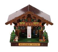 Ciieeo Wooden Wall-Mounted Analog Weather House Hygrometer Barometer with Man and Woman Figures for Room Temperature and Humidity Measurement