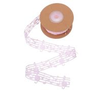 Ciieeo Yard Pink Polyester Music Note Ribbon Roll for Crafting and Wrapping, Featuring Hollow Design with Lasting Vibrancy and Easy to Cut and Tie, for Creative Applications and Wreath