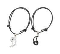 Ciieeo Yin Yang Design Matching Bracelets Set for Couples and Friends, Black Hollow Tai Chi Bagua Pendant Wristbands, Fashionable String Bracelets for Relationship and Friendship
