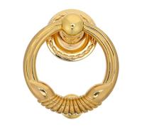 Ciieeo Zinc Alloy Round Ring Door Knocker Classical Vintage Front Door Hardware Household Entry Golden Finish