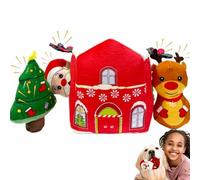 CIIVURR 4pcs Christmas Interactive Squeaky Dog Puzzle Toys Set to Keep Them Busy, Xmas Snow House Snuffle Toy, Chew Enrichment Toy for Small, Medium, Large Size (Tree/Snowman/Santa Claus/House)